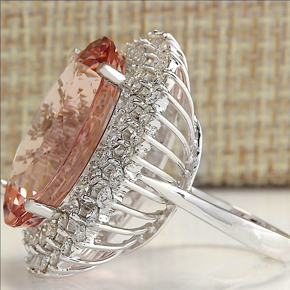 MORGANITE RING STERLING SILVER RING - Picture 4 of 10